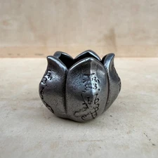 Old Chinese Tiantie Five Wealth Gods of Taoism lotus incense holder