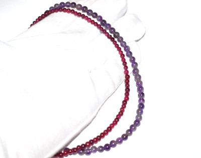 Amethyst Rubin Edelstein Perlenkette 4/6mm glatt 925 Silber 24'' Valentinstag