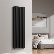 Image of Aura Alma Double Oval Vertical Designer Radiator 1600mm x 480mm Anthracite