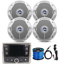 Infinity Bluetooth Radio, 4x 6.5" Boat Speakers, Wire, Antenna, AUX Interface
