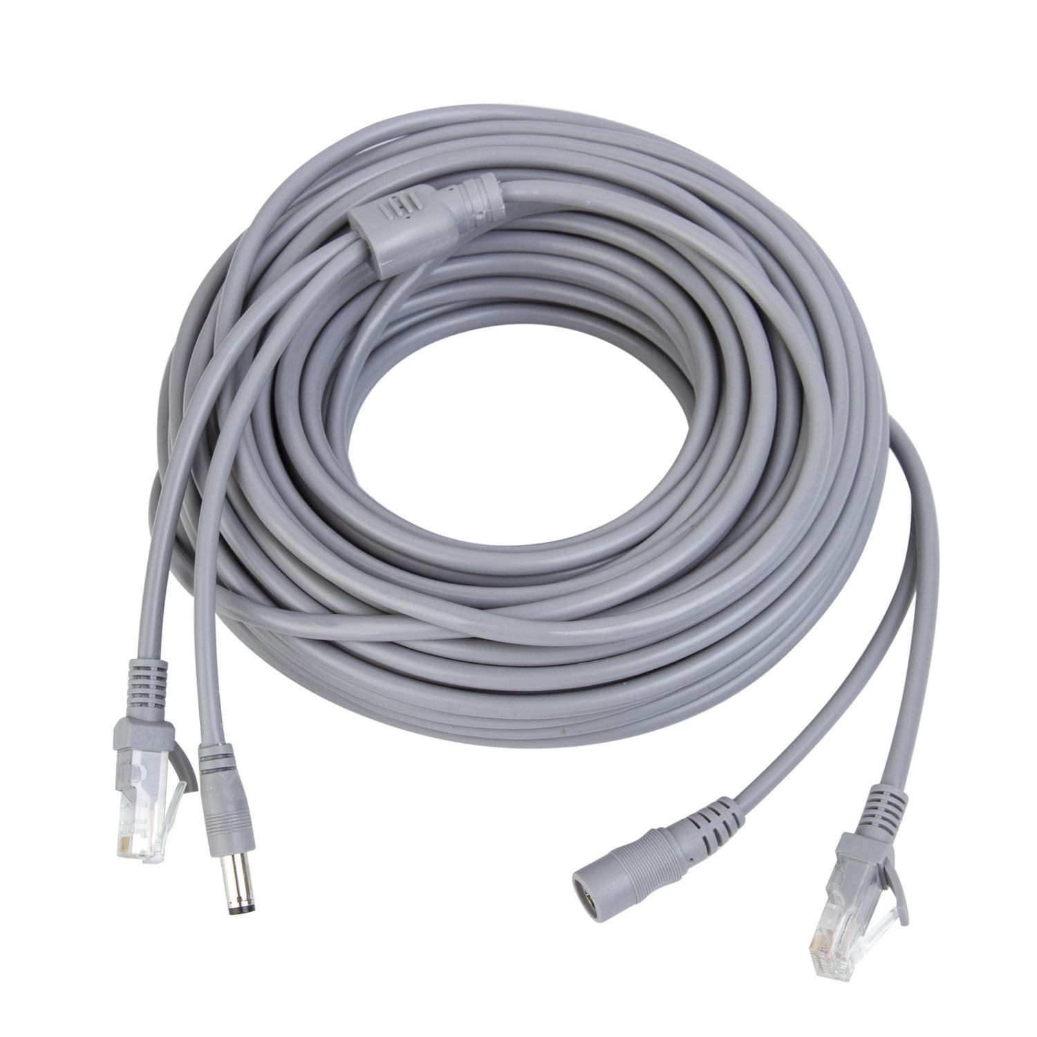 15M/50ft Ethernet Cable Cat5e Network LAN/Power Extension Cord for CCTV Cameras