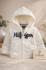Tommy Hilfiger Baby Hoodie 18M White Sherpa Lined Zip Jacket Infant Boys Girls N