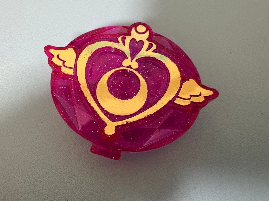 Sailor Moon Transforming Compact Mirror, Clear Pink w/ Gold Relief,