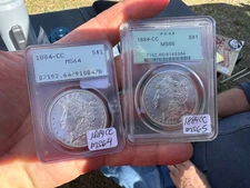 1884 CC Morgan PCGS MS65 & 1884 CC Morgan PCGS MS64 🔥🔥2 COIN LOT