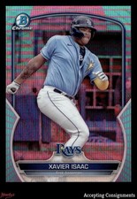 2023 Bowman Chrome Aqua Pink Vapor Wave Refractor Xavier Isaac Rookie 015/125