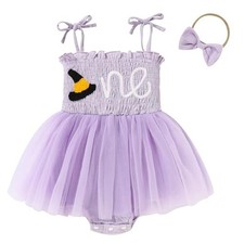 Baby Girl 1st Birthday Outfit  Tulle Romper Bodysuit  Purple  12  18M  1 Pc
