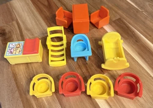 Vintage Fisher Price Little People Furniture & Accessories Lot