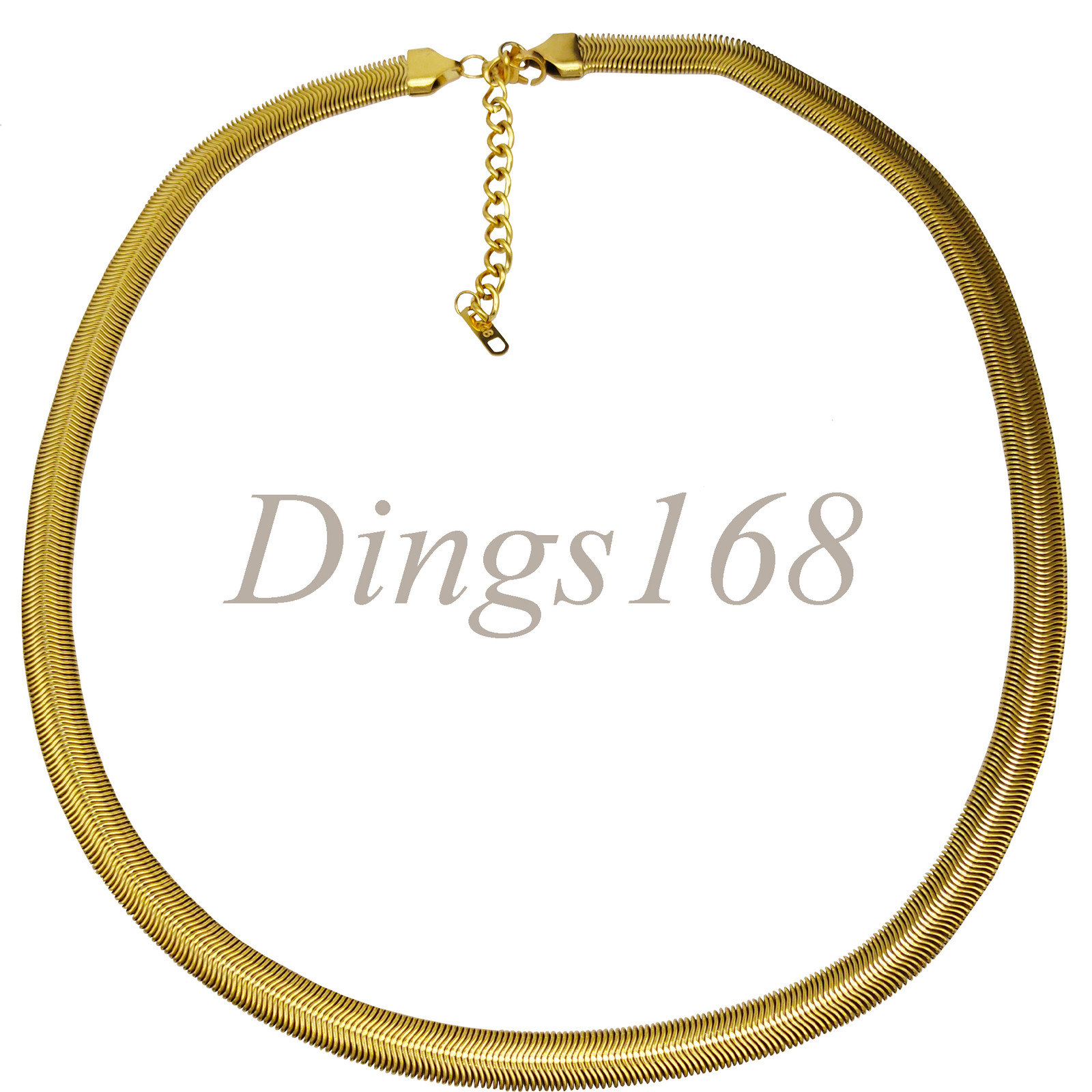 18K Yellow Gold Filled Tarnish-Free 7mm wide Flat Snake Chain Necklace 20