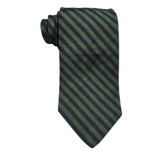 Brooks Brothers Makers Silk Tie, Green Navy Gold Stripes, Classic Menswear