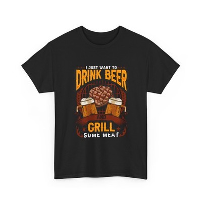 BBQ T-Shirt Drink Beer and Grill Tee Beer Steak BBQ Graphic Shirt