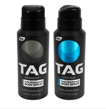 TAG Midnight  Step Out Fragrance Body Spray 2 oz  Free TAG Face  Body wipes