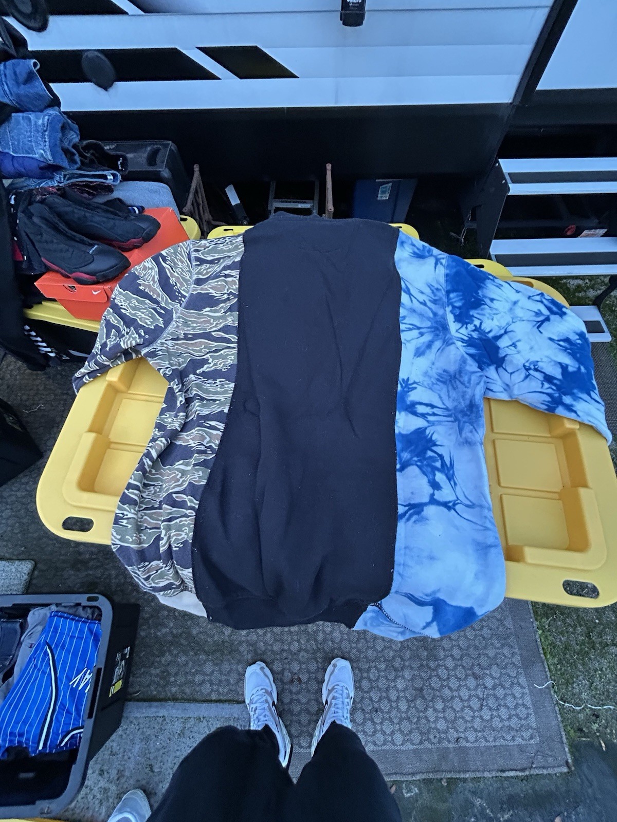 10.Deep Mixed Pattern Pullover Hoodie Medium Blac… - image 4