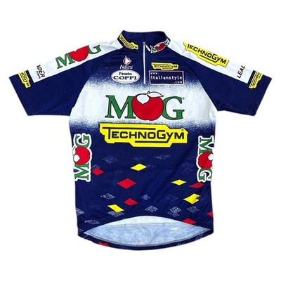 Mg Maglificio Technogym Retro Cycling Jersey Italian 90s Blue Mens Medium