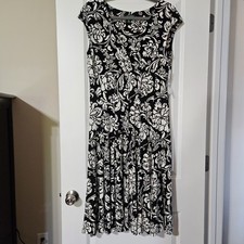 Lauren Ralph Lauren Dress Spring Romance Floral Black Colonial W/Full Sz 14 NWT