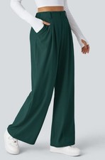 Halara Flex High Waisted Wide Leg Pants Green Women s Small Work Casual