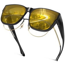 Fit Over Night Vision Driving Glasses Polarized Yellow Lens Anti Glare Men Women