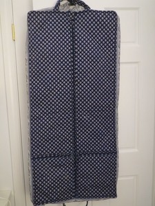 Vtg Pierre Deux Quilted Garment Hanging Travel Bag Navy Blue Souleiado