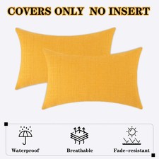 Outdoor Waterproof Pillow Covers, Farmhouse Style, Pack Of 2, Sunflower Yellow
