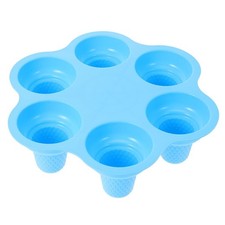 Silicone Ice Cream Cone Mold 6 Cavities Reusable NonStick DIY Dessert Tray