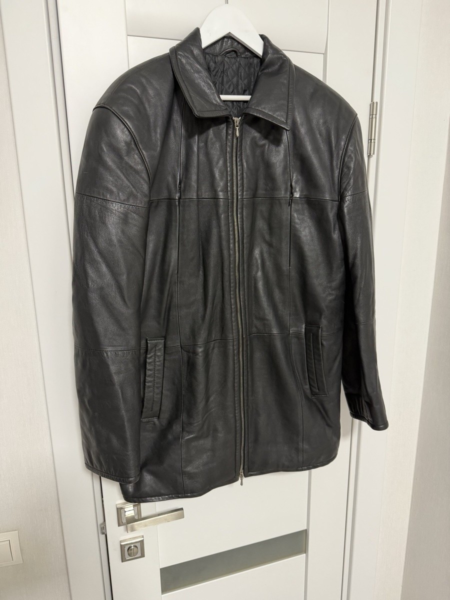 Vintage 90s Versace Jeans Couture Leather Jacket Black Mens RIRI