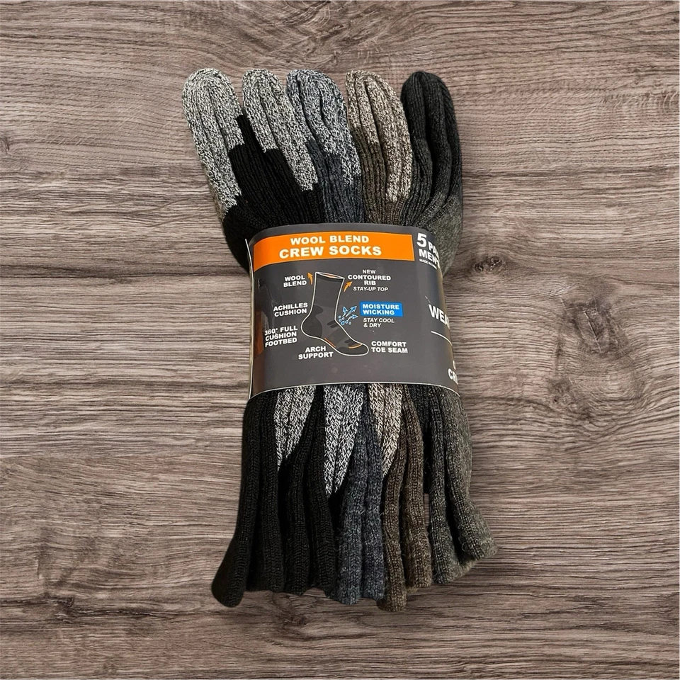 Paquete de 5 calcetines impermeables vintage de mezcla de lana para exteriores talla 6-12 nuevos con etiquetas Foto 4 de 4