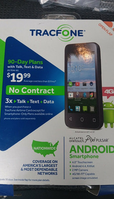 Alcatel OneTouch Pixi Pulsar 4'' 4GB Android 4.4 TracFone 4G Wi-Fi Black