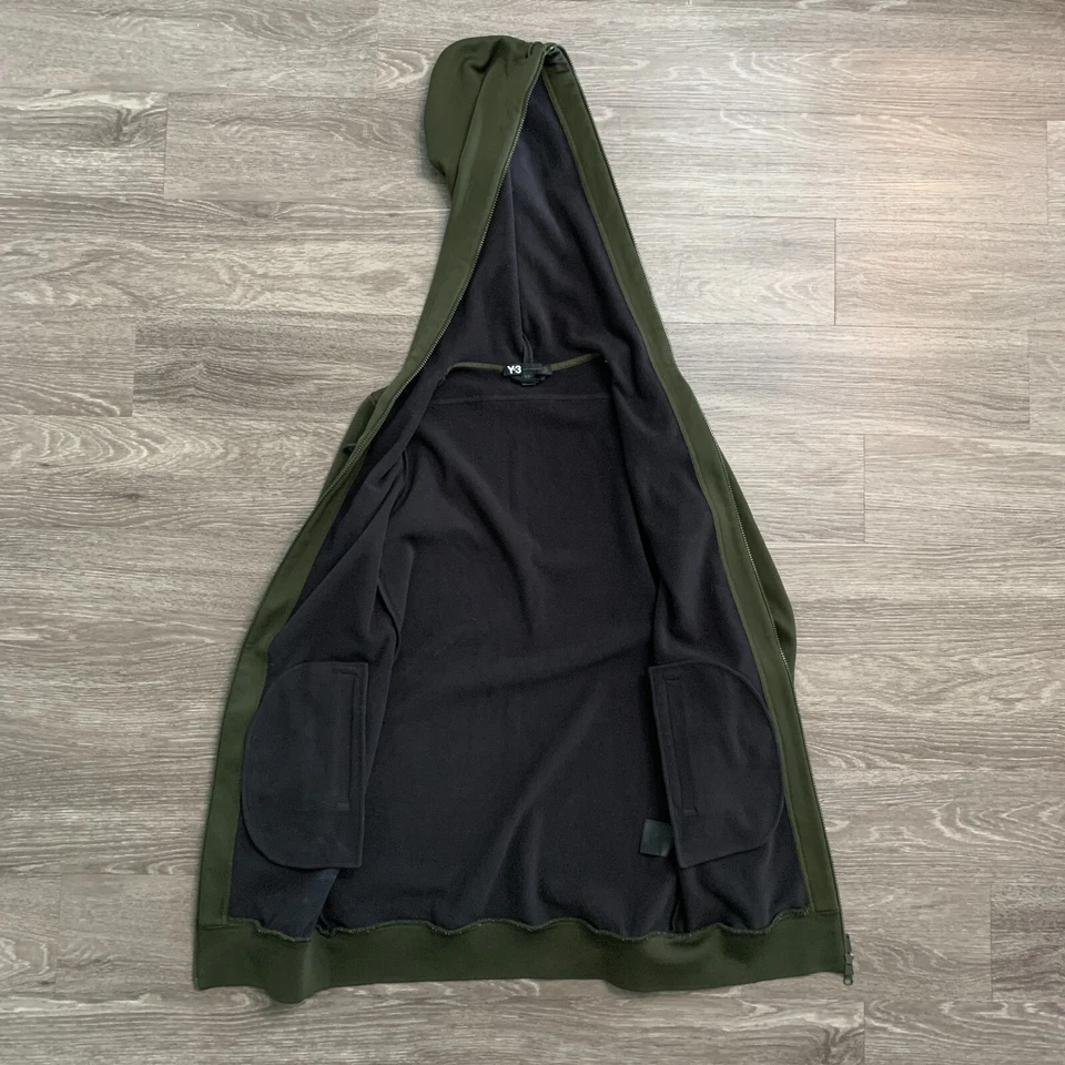 Parka de trinchera con capucha larga de neopreno verde Y3 Yohji Yamamoto para mujer talla L Foto 3 de 4