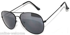 BLACK FRAME SMOKE LENS AVIATOR STYLE METAL SUNGLASSES SHADES UV400 MEN WOMEN