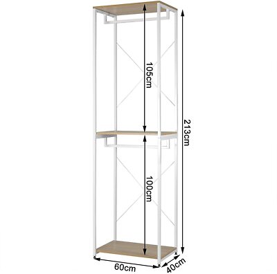 Appendiabiti In Legno WOLTU Con Ripiani - 60x40x213 Cm, Guardaroba Per Camera, Soggiorno O Negozi