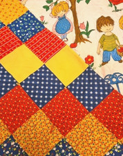 Vintage Quilt Patchwork Reversible Little Kids Playing 48x36"