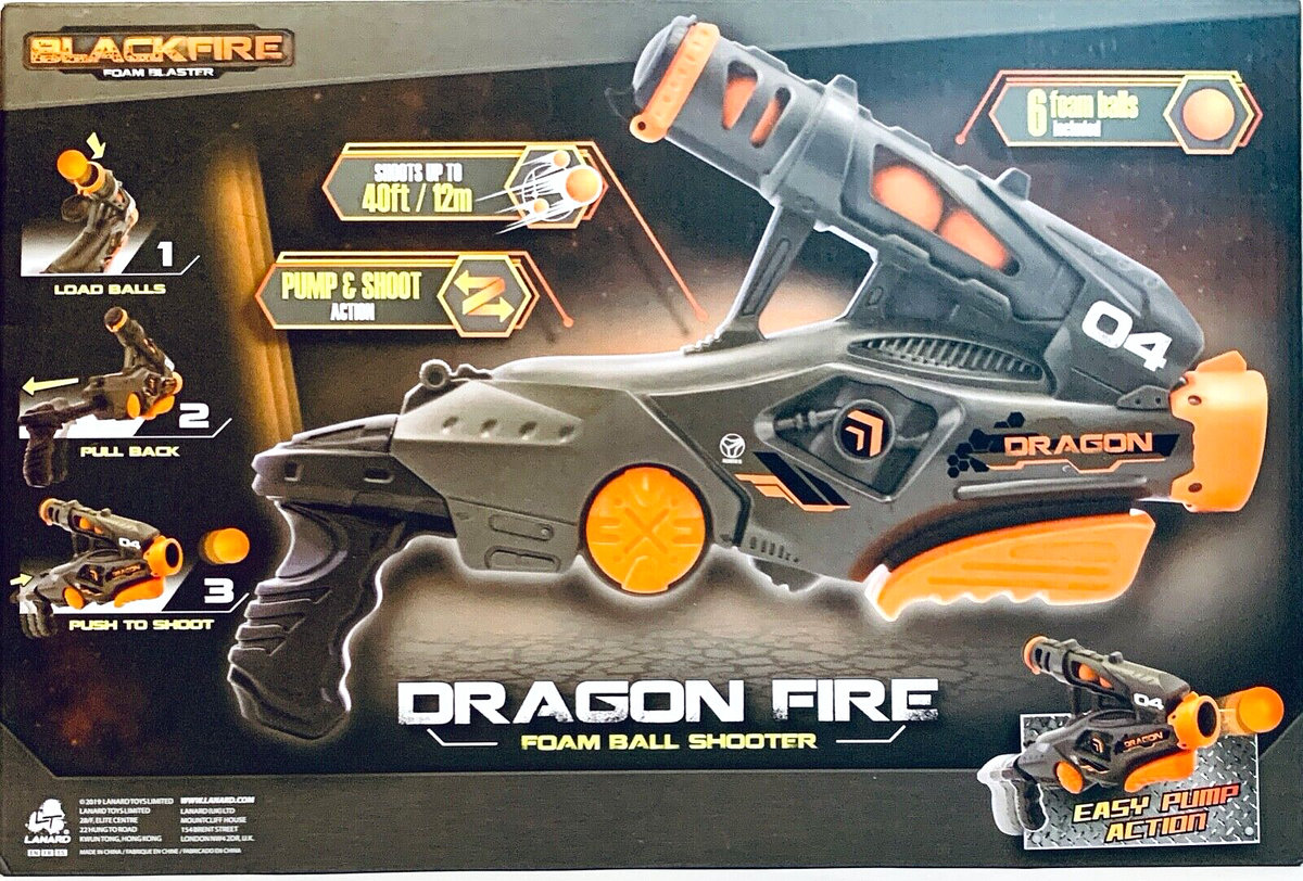 Lanard Blackfire Dragon Fire Foam Ball Shooter Blaster Shoots Up