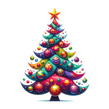 Festive Christmas Tree Wall Decal Sticker 18X18cm Large