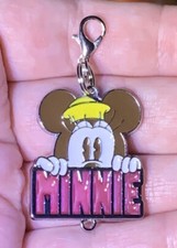 Silver Minnie Mouse Charm Zipper Pull Keychain Add On Clip