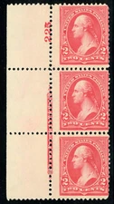 USA 1895 Washington 2¢ Carmine Scott # 267 Inscription Plate Number MNH J44