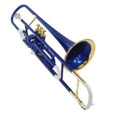 Trombone New Blue White Bras Finish Bb Trumbone Free Hard case Mouthpiece