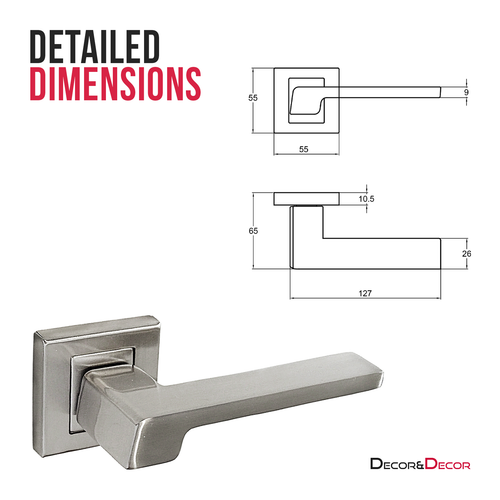 Internal Door Handle Pack Square Rose Brushed Chrome Latch Sash Bathroom Kit - Picture 2 of 21