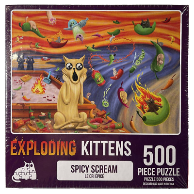 NEW SEALED Exploding Kittens Spicy Scream 500 Pc Jigsaw Cat Puzzle