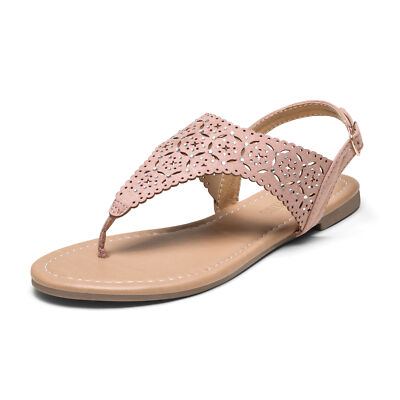 Womens T-Strap Thong Gladiator Strappy Summer Flat Flip Flop Sandals Shoes Size