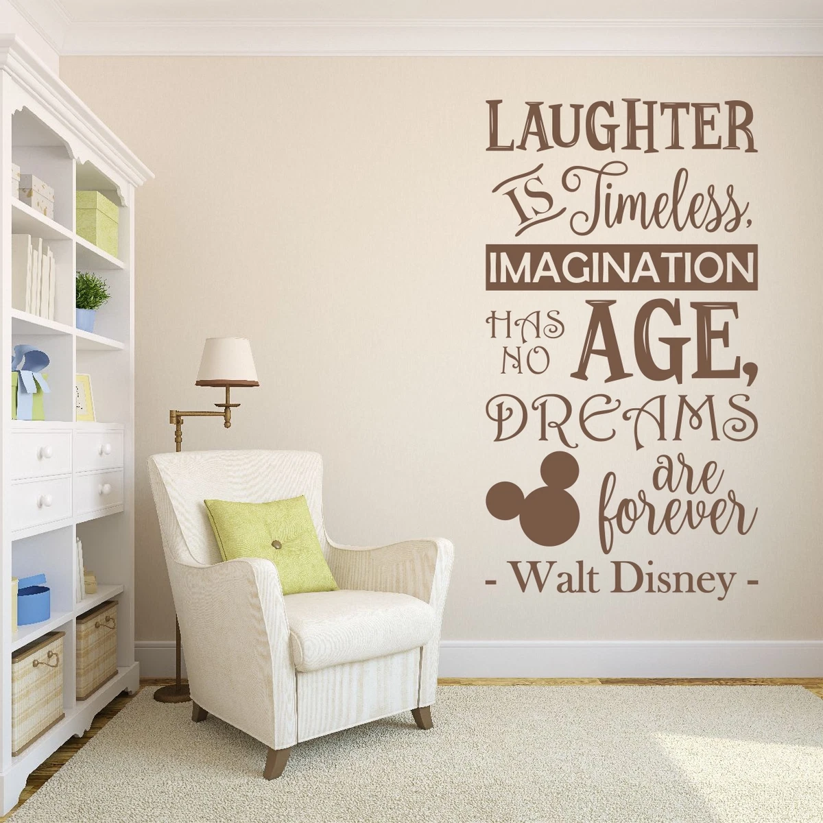 Laughter Is Timeless Walt Disney Cita Pegatina de Pared Calcomanía Cita Vinilo Palabras