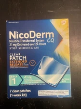 NicoDerm CQ Step 1 Stop Smoking Aid Clear Nicotine Patches 7 Pieces 09/2027