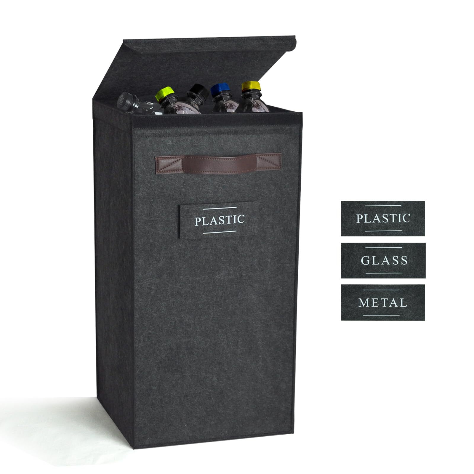 Recycling Bin for Kitchen Indoor Recycle Bin-Recycling Bin with Lid Dark Grey-image