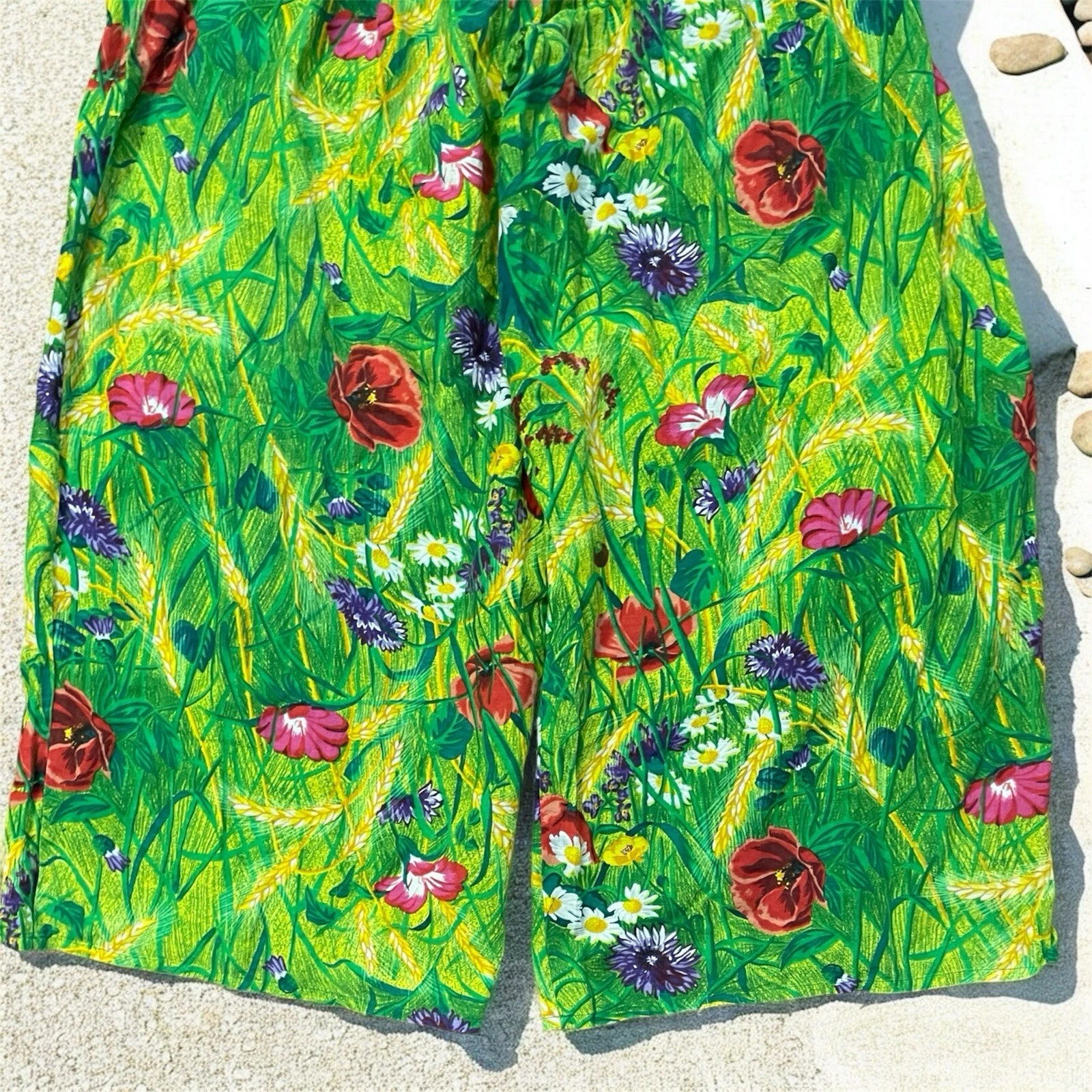 Pantalone Kenzo vintage anni 90 80 fiori colorati Y2K lino taglia 44 leggero