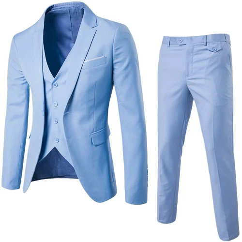 Mens 2-Piece Set Suit Business Blazer Jacket Pant One Button Coat Suits Slim Fit - Picture 18 of 31