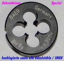 Schneideisen BAER M8 HSSE VA Gewindeschneider M 8x1,25 metrisch Edelstahl INOX
