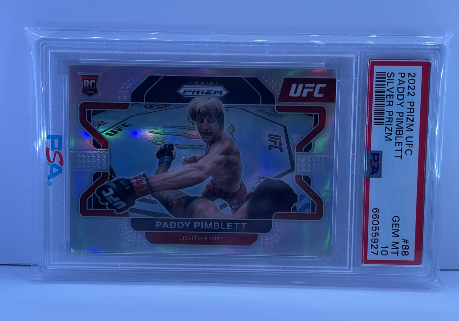2022 Panini Prizm UFC Paddy Pimblett #88 Silver Prizm Rookie RC PSA 10 Gem Mint view 7