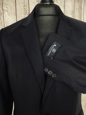 Aquascutum Herren Woll Anzug Sakko Blazer 42 kurz marine rot grau Nadelstreifen **NEU**