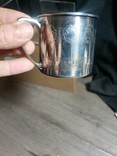 Vintage ONEIDA silver plate Baby Cup,ABC,Baby Faces Design
