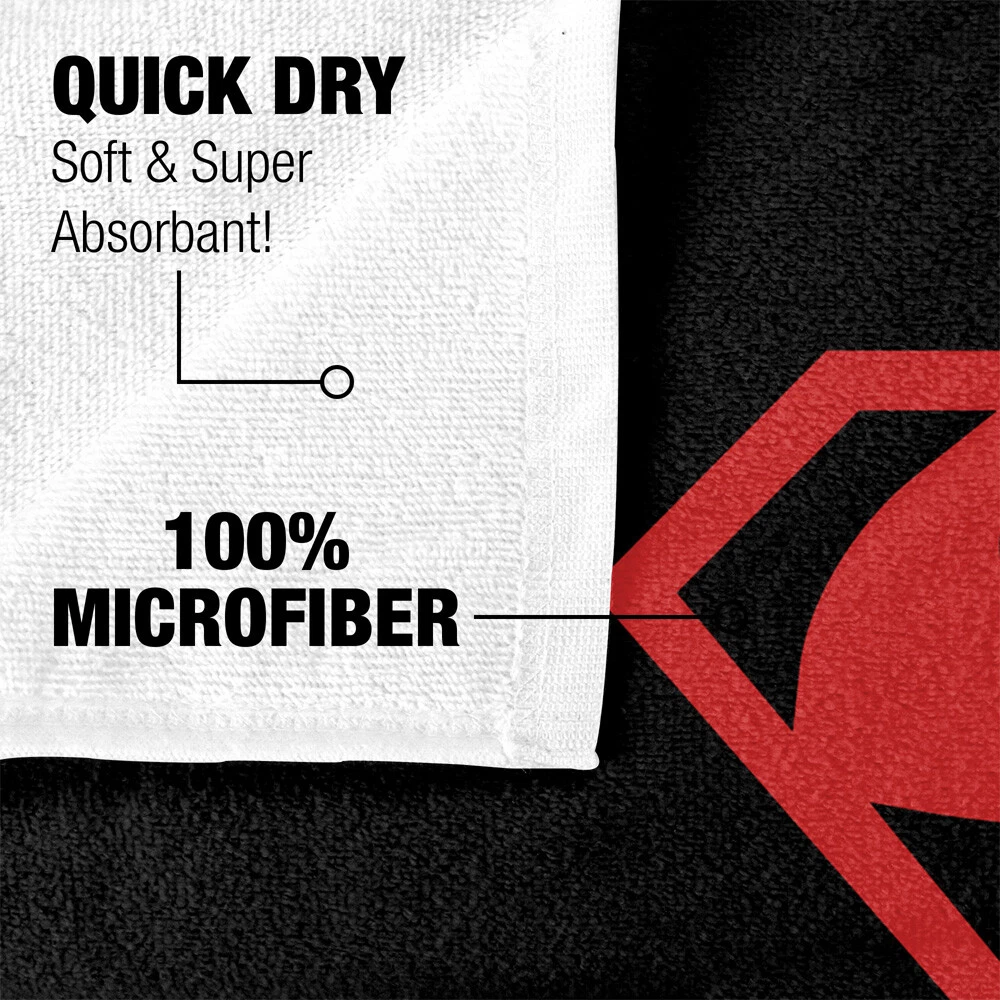 Superman Red On Black Shield Officially Licensed Beach Towel 30"x60"