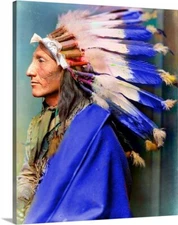 Unknown Chief Native American Indian Canvas Wrapped 16x20 Vintage 1800s Photo