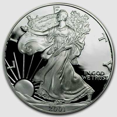 2001-W 1 Oz Proof 999 Silver American Eagle Walking Liberty Box
